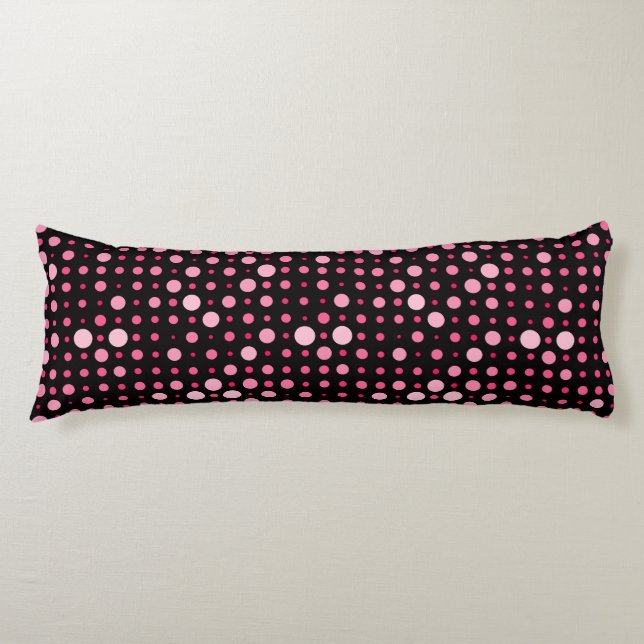 Coussins Longs Pointe Polka moderne 01.BG noir rose (Devant)
