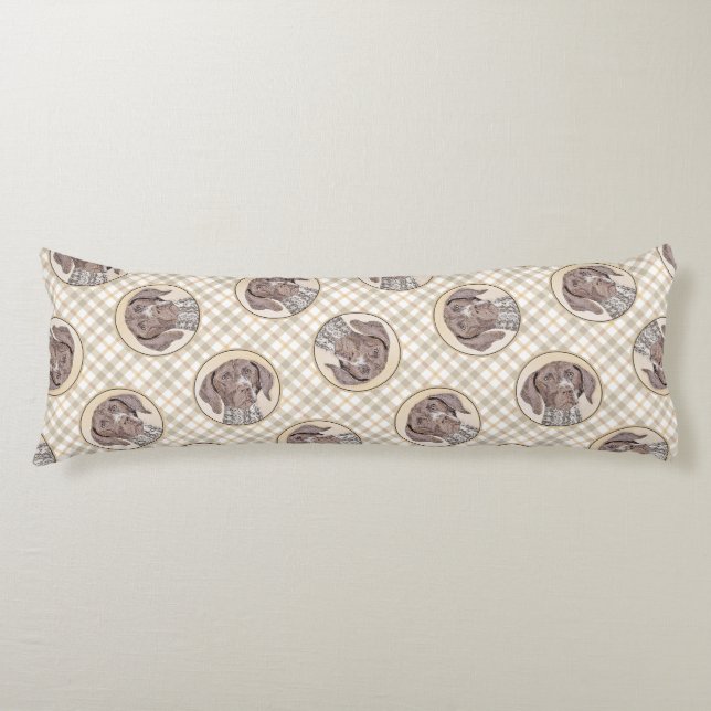 Coussins Longs Pointeur allemand peint art original (Devant)