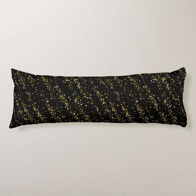 Coussins Longs Points de Triangle Doré sur Fond Noir Luxe Brillan (Devant)
