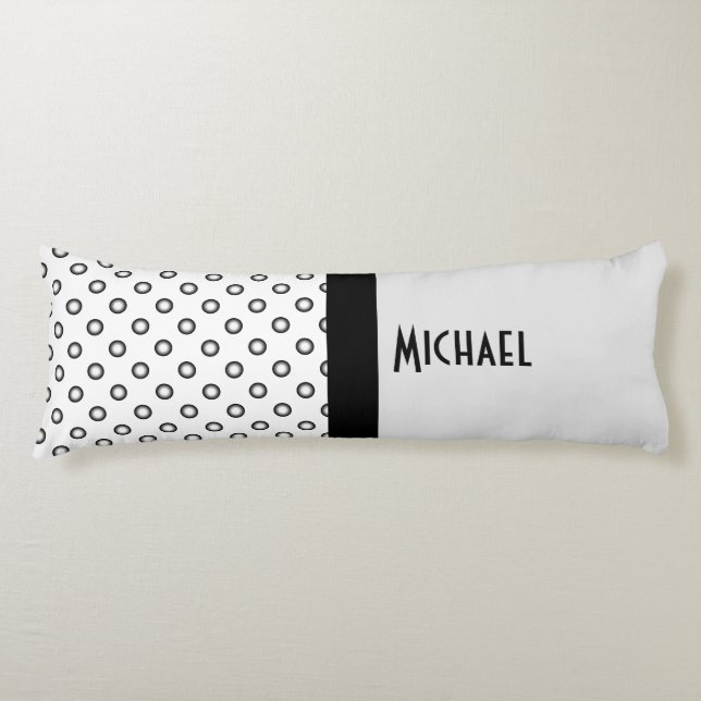 Coussins Longs Points dégradés noir & blanc + votre dos. & idée (Devant)