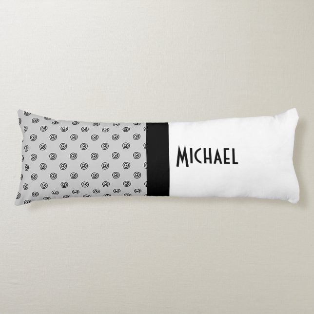 Coussins Longs Points noir & blanc miroir cible + votre backgr. (Devant)