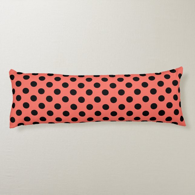 Coussins Longs Points noirs sur corail vivant (Dos)