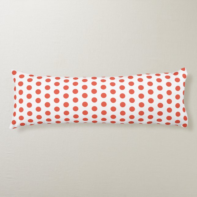 Coussins Longs Points rouges orange sur fond blanc Personnaliser  (Devant)