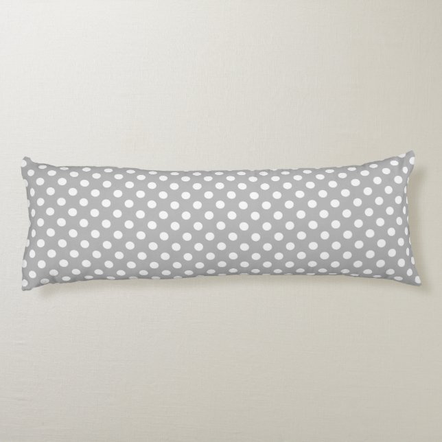 Coussins Longs Pois blancs sur Chrome Grey Arrière - plan (Dos)