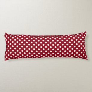Coussins Longs Pois blancs sur Crimson Red