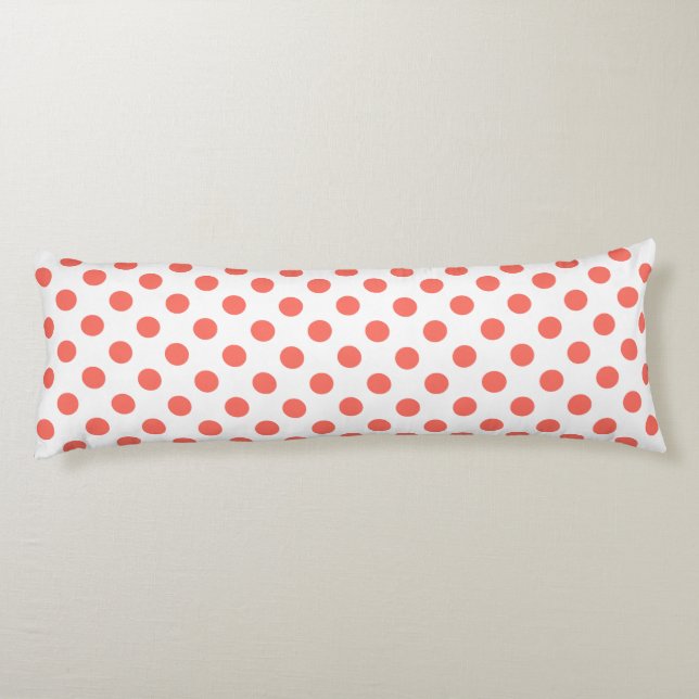 Coussins Longs Pois de corail vivant sur blanc (Dos)