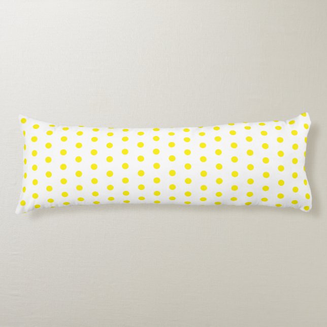Coussins Longs Pois Jaune Points Blanc Couleurs Personnalisées Jo (Devant)