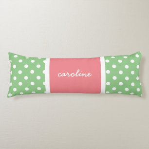 Coussins Longs Pois mignons, Lime & Rose, Ajouter votre nom
