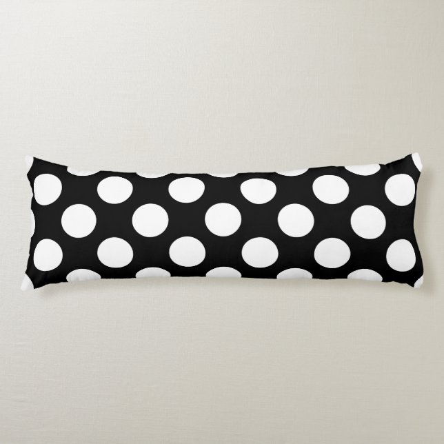Coussins Longs Pois noirs et blancs, Motif Polka (Devant)
