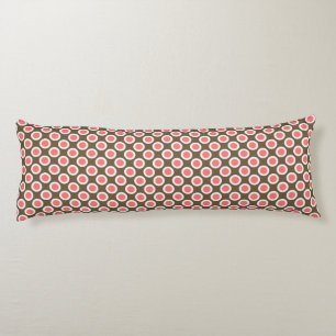 Coussins Longs Pois tournés, taupe et corail rose