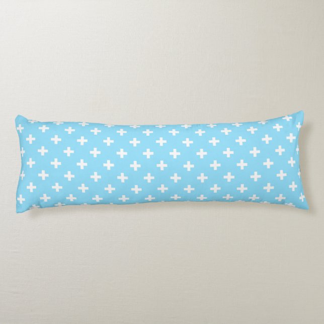 Coussins Longs Polka blanche croise sur bleu bébé (Dos)