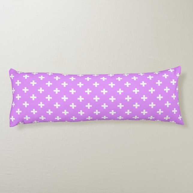 Coussins Longs Polka blanche croise sur lilas (Dos)