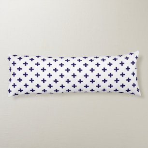 Coussins Longs Polka bleu marine croise sur blanc