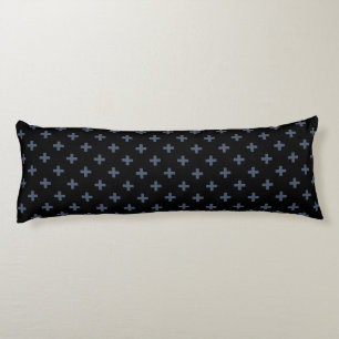 Coussins Longs Polka gris-bleu croise sur noir