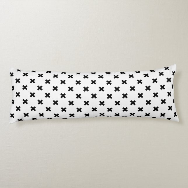 Coussins Longs Polka noire croise sur blanc (Dos)