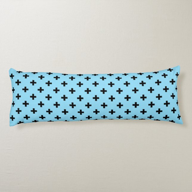 Coussins Longs Polka noire croise sur le bleu bébé (Dos)