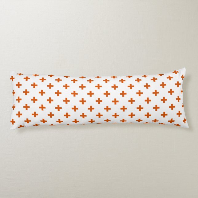 Coussins Longs Polka orange croise sur blanc (Dos)
