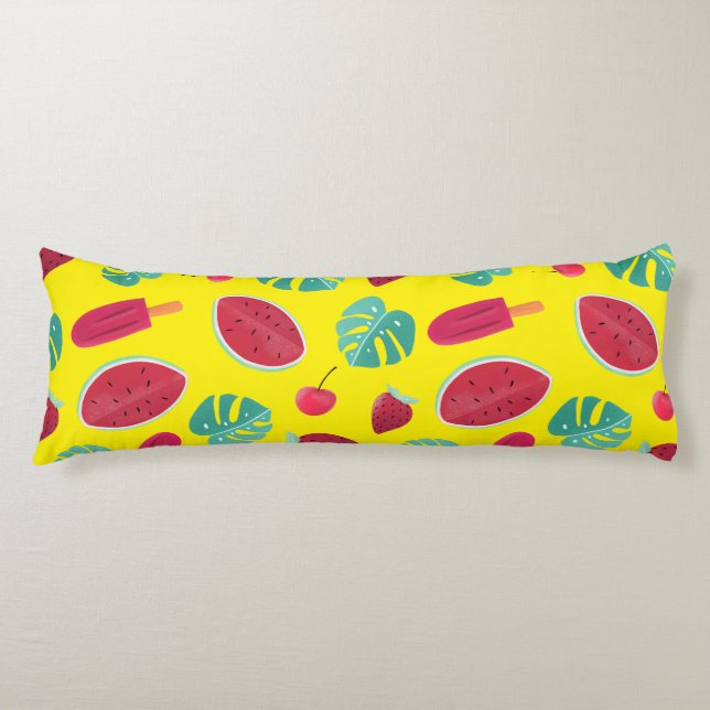 Coussins Longs Popsicle, cerise, fraise et pastèque (Devant)
