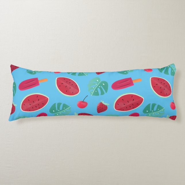 Coussins Longs Popsicle, cerise, fraise et pastèque (Devant)