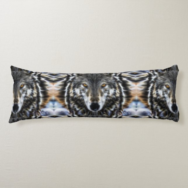 Coussins Longs Portrait inspiré de conception de loup (Devant)