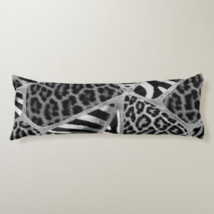 Coussins Longs Poster de animal - Leopard et Zebra - argent