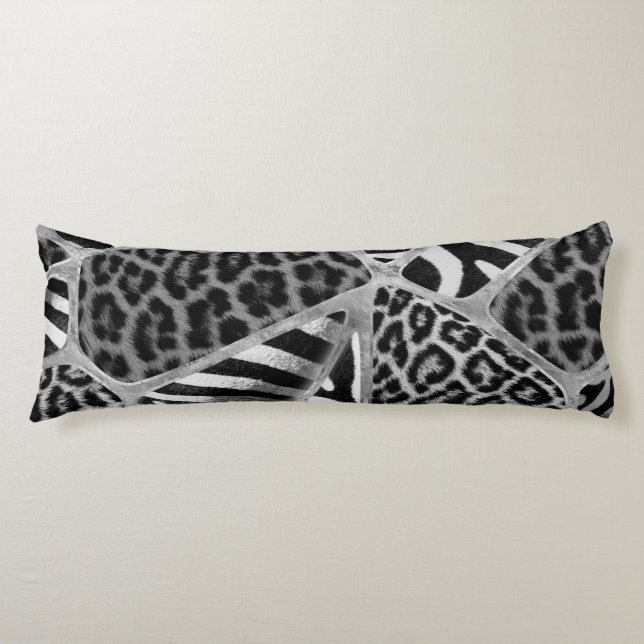 Coussins Longs Poster de animal - Leopard et Zebra - argent (Devant)