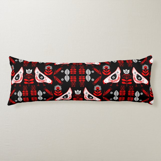 Coussins Longs Poulet Hen Folk Art (Devant)