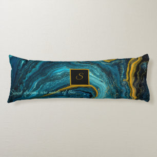 Coussins Longs Poussière dorée bleu moderne Marbre d'art Abstra