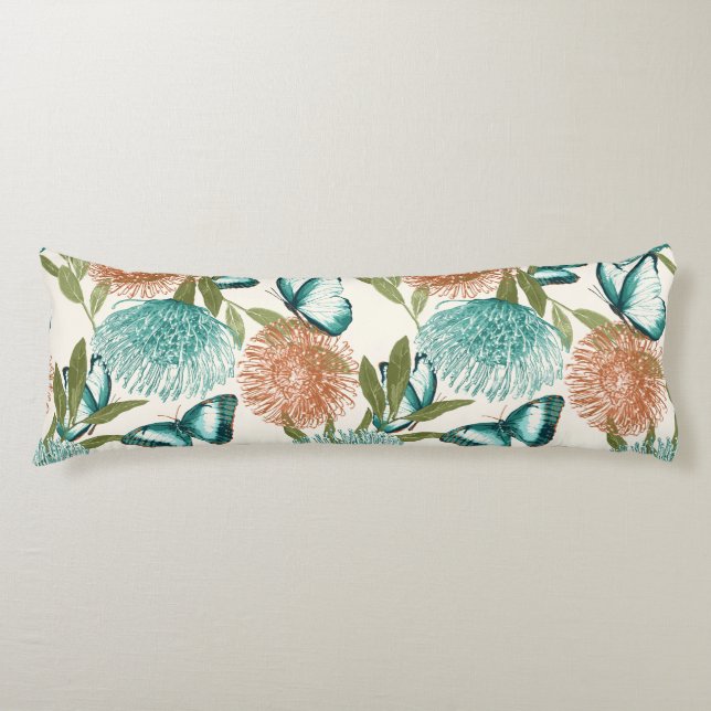 Coussins Longs Poussin floral papillon (Devant)