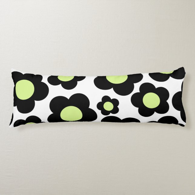 Coussins Longs Preppy Black Neon vert Hippie Motif (Devant)
