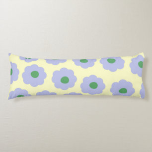 Coussins Longs Preppy Blue Green Floral Simple Flower Motif