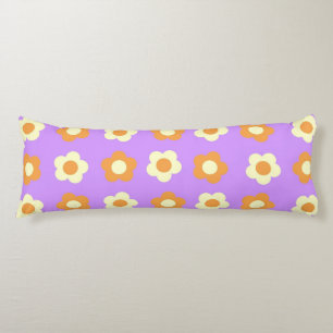 Coussins Longs Préppy violet orange floral simple Motif à fleurs
