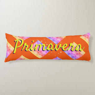 Coussins Longs Primavera coloré jaune orange rose motif