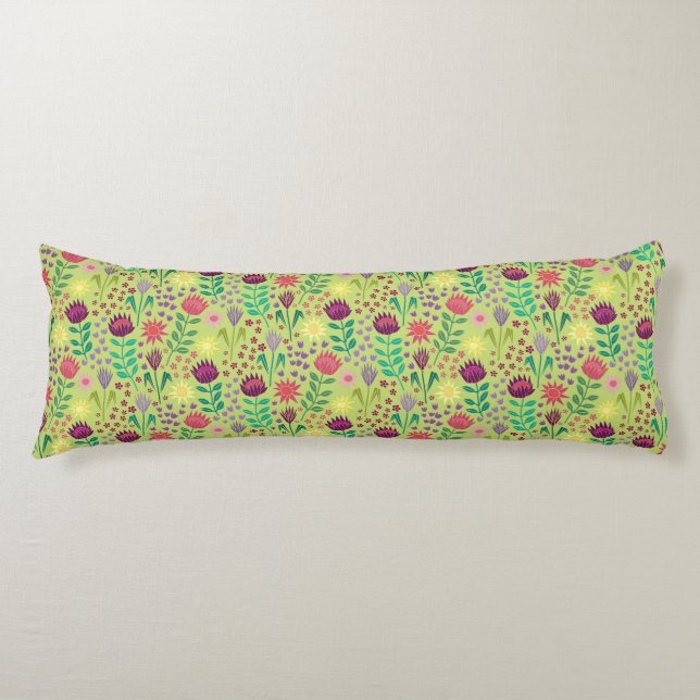 Coussins Longs Protea Floral Block Imprimer Millefleur vert pâle (Devant)