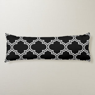 Coussins Longs Quatrefoil noir et blanc