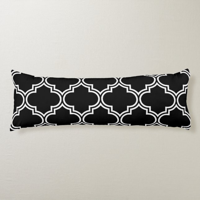 Coussins Longs Quatrefoil noir et blanc (Devant)