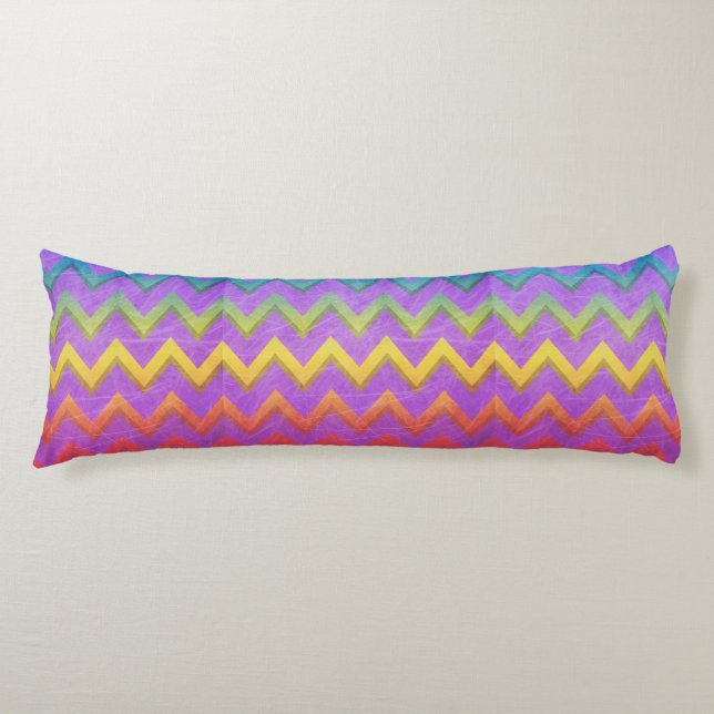 Coussins Longs Rainbow Chevron par Shirley Taylor (Devant)