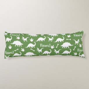 Coussins Longs Rawr Moderne Blanc Dinosaure Silhouettes