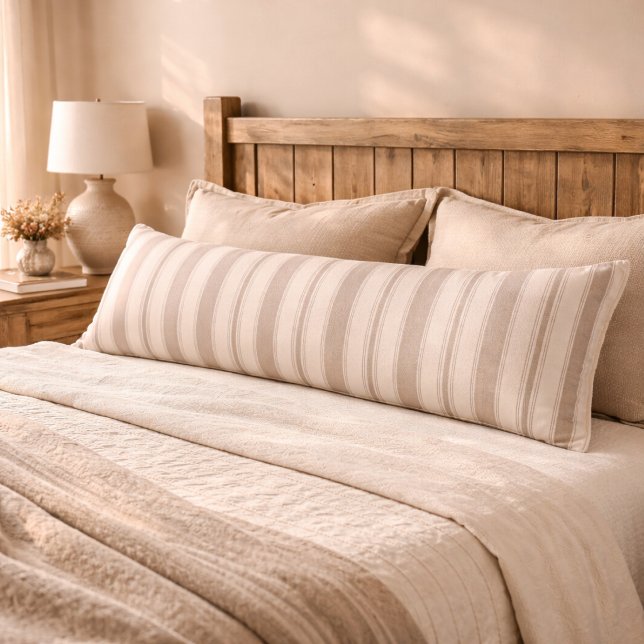 Coussins Longs Rayé Beige & Taupe Maison de Campagne Rustique Neu (Créateur téléchargé)