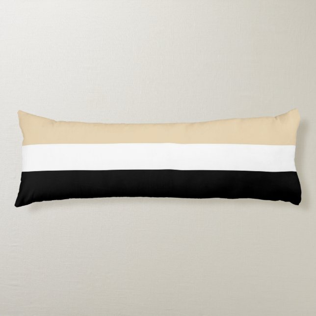 Coussins Longs Rayure Abstraite Beige Noir (Devant)