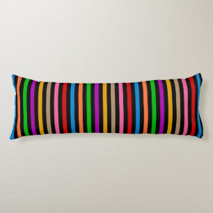 Coussins Longs Rayures arc-en-ciel colorées - Noir 