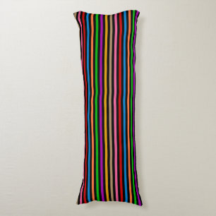 Coussins Longs Rayures arc-en-ciel colorées - Noir 