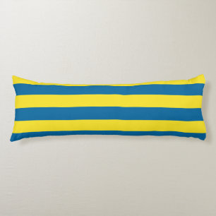 Coussins Longs Rayures   Bleu et jaune   Personnalisable