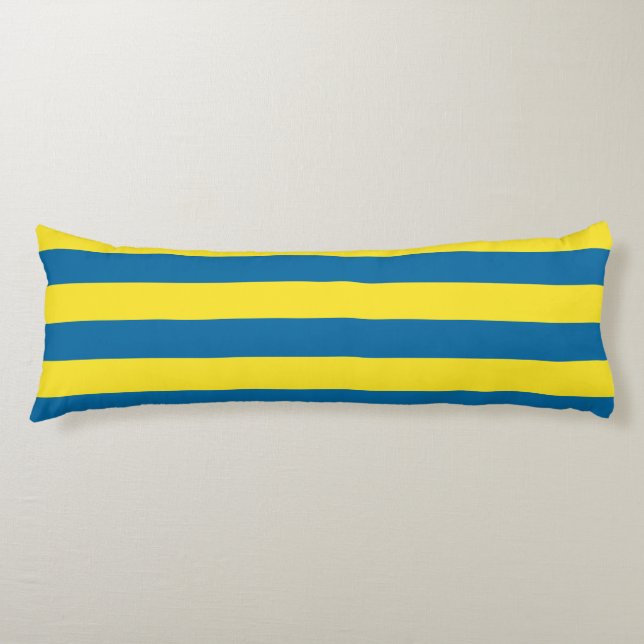 Coussins Longs Rayures | Bleu et jaune | Personnalisable (Devant)