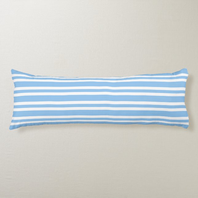 Coussins Longs Rayures Bleues et Blanches Motif Sans Fin (Devant)