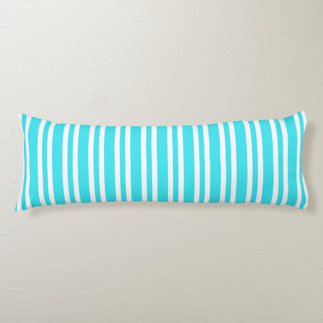 Coussins Longs Rayures Bleues et Blanches Motif Sans Fin (Devant)