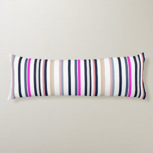 Coussins Longs Rayures bleues roses et sable