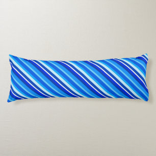 Coussins Longs Rayures de bonbons en couches - cobalt et bleu pâl