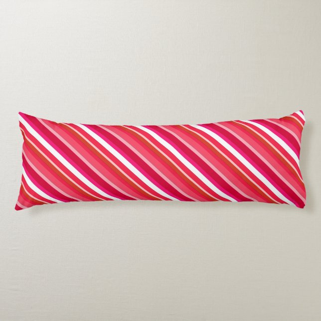 Coussins Longs Rayures de bonbons en couches - rouge, rose et bla (Devant)