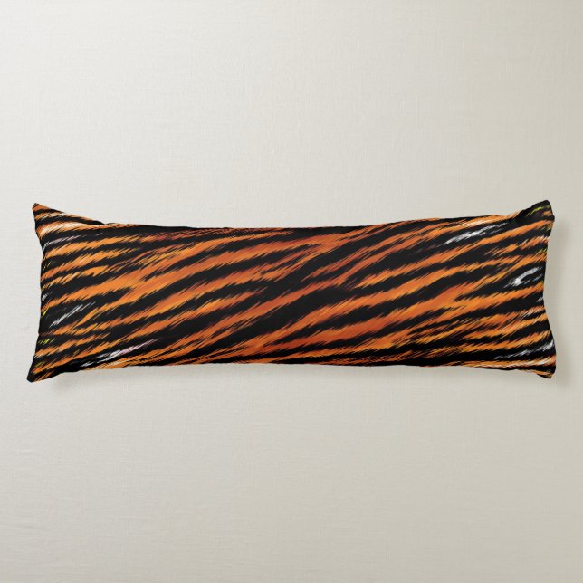 Coussins Longs Rayures de Tigre Motif Animal Sauvage (Devant)